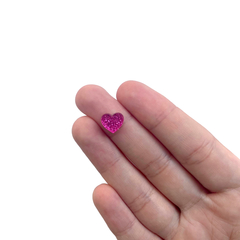 Aplique Micro Corações Acrílico Pink Glitter - 10 unidades - comprar online