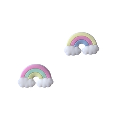 Aplique Arco-íris Colorido Candy Nuvem Branca Emborrachado - 2 undidades
