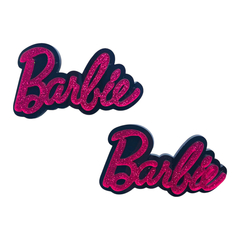 Aplique Palavra Barbie Dupla Preta e Pink Glitter
