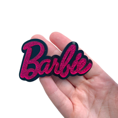 Aplique Palavra Barbie Dupla Preta e Pink Glitter Curvada Acrílico - 2 unidades - comprar online