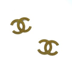 Aplique Chanel Dourado Glitter Emborrachado