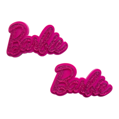 Aplique Palavra Barbie Dupla Rosa e Rosa Glitter