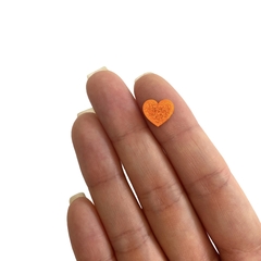 Aplique Micro Corações Laranja Glitter - 10 unidades - comprar online