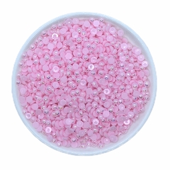 Aplique Chaton Meia Bola Irisado Rosa Bebê (4mm) - 15 gramas