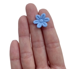 Aplique Florzinha Tecido Azul - 10 unidades - comprar online