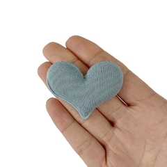 Aplique Coração Tecido Liso Azul Jeans - 2 unidades - comprar online