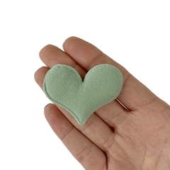 Aplique Coração Tecido Liso Verde - 2 unidades - comprar online