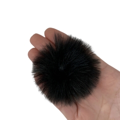 Pompom Pelinho Metade Preto (6cm) - 2 unidades - comprar online