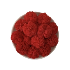 Pompom Malha Telinha Vermelho