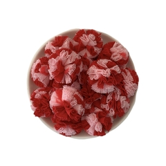 Pompom Malha Telinha Mesclado Vermelho e Rosa Claro