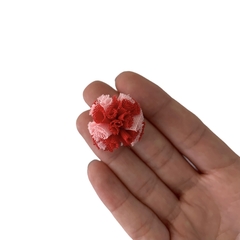 Pompom Malha Telinha Mesclado Vermelho e Rosa Claro (2.5cm) - 5 unidades - comprar online