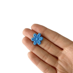 Aplique Florzinha Tecido Azul Turquesa - 10 unidades - comprar online