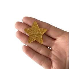 Aplique Estrela Plana Dourada com Glitter - 2 unidades - comprar online