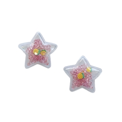 Aplique Estrela Plástico Pequena com Cristais Rosa e Abacaxis