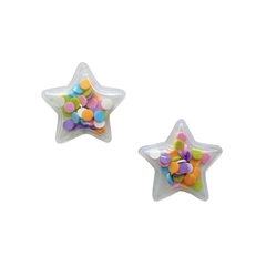 Aplique Estrela Plástico Pequena com Círculos Coloridos