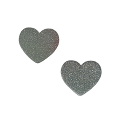 Aplique Coração Acrílico Plano Glitter Prata (4cm) 
