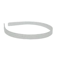 Tiara Silicone Branca Glitter Prata (10mm)