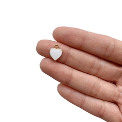 Pingente Metal Mini Coração Branco - 5 Unidades - ApliqueMe | Apliques incríveis para seu artesanato!