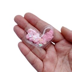 Aplique Coração Plástico com Conchas Rosa Claro (Modelo 3) 