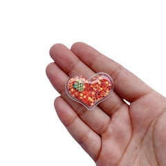 Aplique Coração Plástico Pequeno Estrelas Laranja e Fruta 