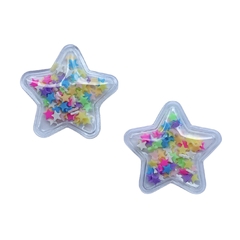 Aplique Estrela Plástico com Confete Estrelas Coloridas 