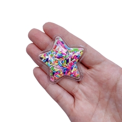 Aplique Estrela Plástico com Granulado Colorido