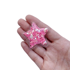 Aplique Estrela Plástico com Corações Rosa