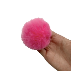 Pompom Pelinho Liso Rosa Neon (6cm) - 2 unidades - comprar online