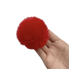 Pompom Pelinho Liso Vermelho (6cm) - 2 unidades - comprar online