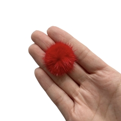 Aplique Pompom Pelinho Pequeno Metade Vermelho (2.5cm) - 2 Unidades - comprar online