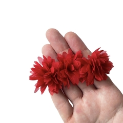 Aplique Flor Tripla Voal Vermelha (6.5cm) - 2 unidades - comprar online