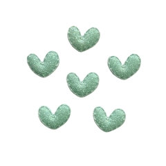 Aplique Mini Coração Glitter Verde Água
