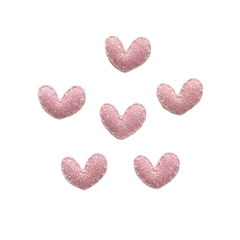 Aplique Mini Coração Glitter Rosa Bebê