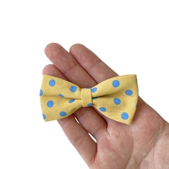 Aplique Laço Tecido Gravatinha Amarelo com Bolinhas - 2 unidades - comprar online