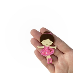 Aplique Bailarina Acrílico Rosa com Corações Rosa (7cm) - 2 unidades - comprar online