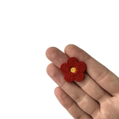 Aplique Florzinha Estilo Tricot Vermelha - 2 unidades - comprar online