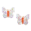 Aplique Borboleta Dupla Transparente Laranja Neon