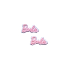 Aplique Palavra Barbie Dupla Rosa Claro e Branca 