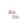 Aplique Palavra Barbie Dupla Rosa Claro e Prata
