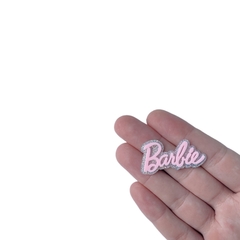 Aplique Palavra Barbie Dupla Rosa Claro e Prata Glitter Acrílico - 2 unidades - comprar online