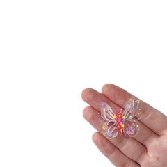Aplique Borboleta Dupla Transparente Rosa Neon - 2 unidades na internet