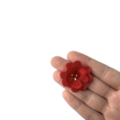 Aplique Florzinha Vermelha Pérola e Pedra Miolo - 2 unidades - comprar online
