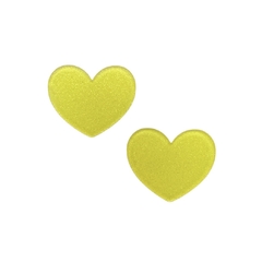 Aplique Coração Plano Brilho Grande Amarelo