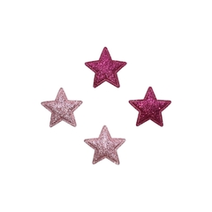 Aplique Estrela Glitter Tons Rosa 