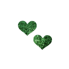 Aplique Coração Flocado Verde Grande