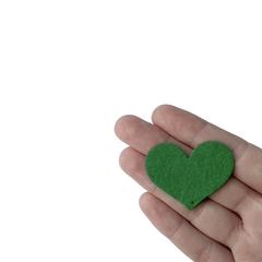 Aplique Coração Flocado Verde Grande - 2 unidades - ApliqueMe | Apliques incríveis para seu artesanato!