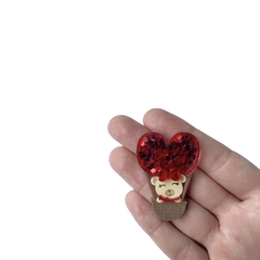 Aplique Ursinho no Balão de Ar Vermelho Acrílico - 2 unidades - ApliqueMe | Apliques incríveis para seu artesanato!