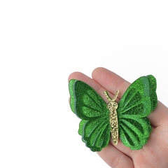 Aplique Borboleta Dupla Verde Glitter GG - 2 unidades - comprar online