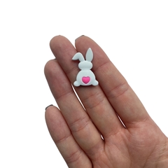 Aplique Coelhinho Pequeno Branco Coração Pink Emborrachado - 2 unidades - comprar online