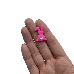 Aplique Coelhinho Pequeno Pink Coração Branco Emborrachado - 2 unidades - comprar online